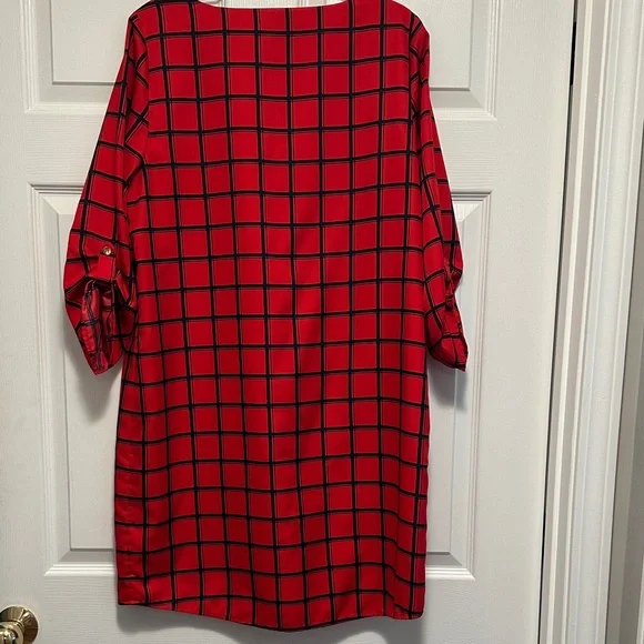 The Limited Red and Navy Checkered Long Sleeve Dress - Picture 4 of 7